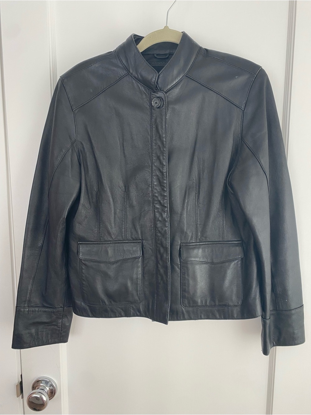 Mossimo Supply Co. Black Leather Button-Front Jacket